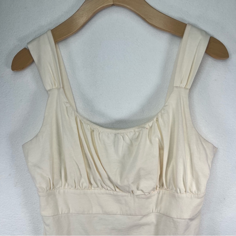 NWOT Ann Taylor Cream Ruched Scoop Neck Empire Waist Tank Top Boho Milkmaid Sz S - Picture 3 of 9